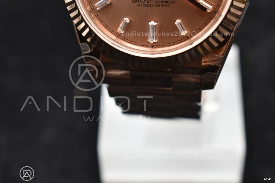 Steel Bracelet Plated 40 RG Markers V2 RG GMF President Crystal A2836 Dial DayDate 904L On 0518